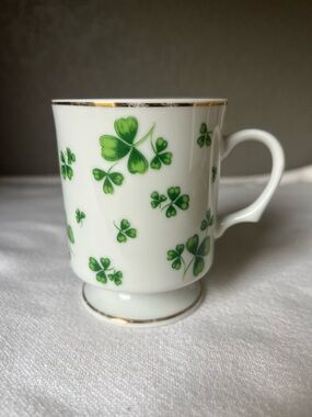 Lefton Porcelain Shamrock Coffee Cup with Gold Trim